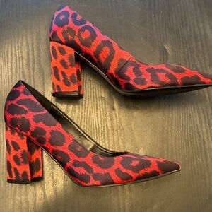Nine West Black and Red Patterned Heels